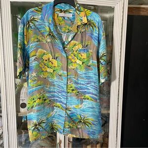 Anne Pinkerton surfer print silk vintage shirt women’s M